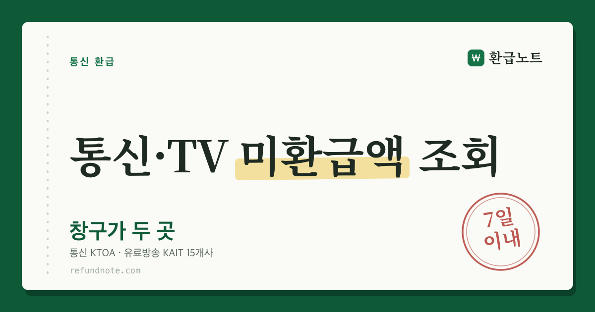통신·TV 미환급액 조회 — 창구 두 곳 안내 카드